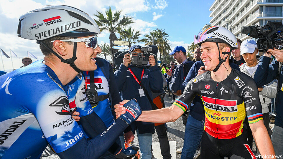 Remco Evenepoel na zijn ritwinst in de slotrit.
